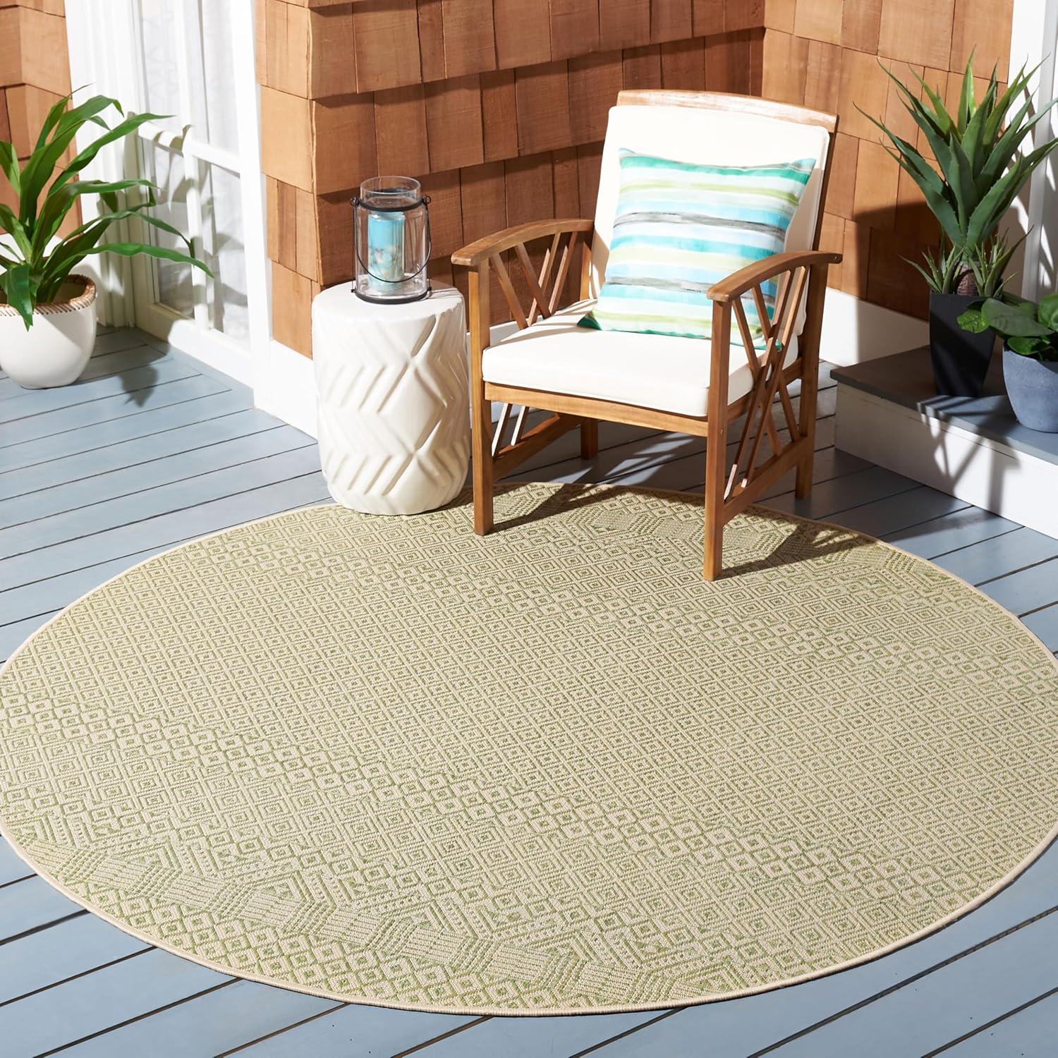 image:imageSAFAVIEH Washable Rug Outdoor Courtyard Collection 8 x 10 Beige amp Red NonShedding amp Easy Cleaning Ideal for Patio Backyard Mudroom DIning Space CY623523812BeigeGreen