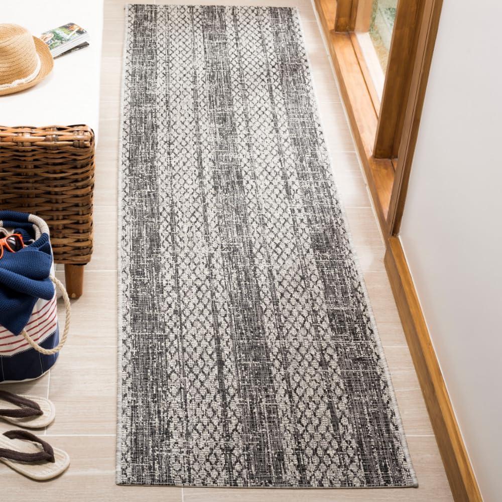 image:imageSAFAVIEH Washable Rug Outdoor Courtyard Collection 8 x 11 Light Grey amp Blue NonShedding amp Easy Cleaning Ideal for Patio Backyard Mudroom CY873636812Light GreyBlack