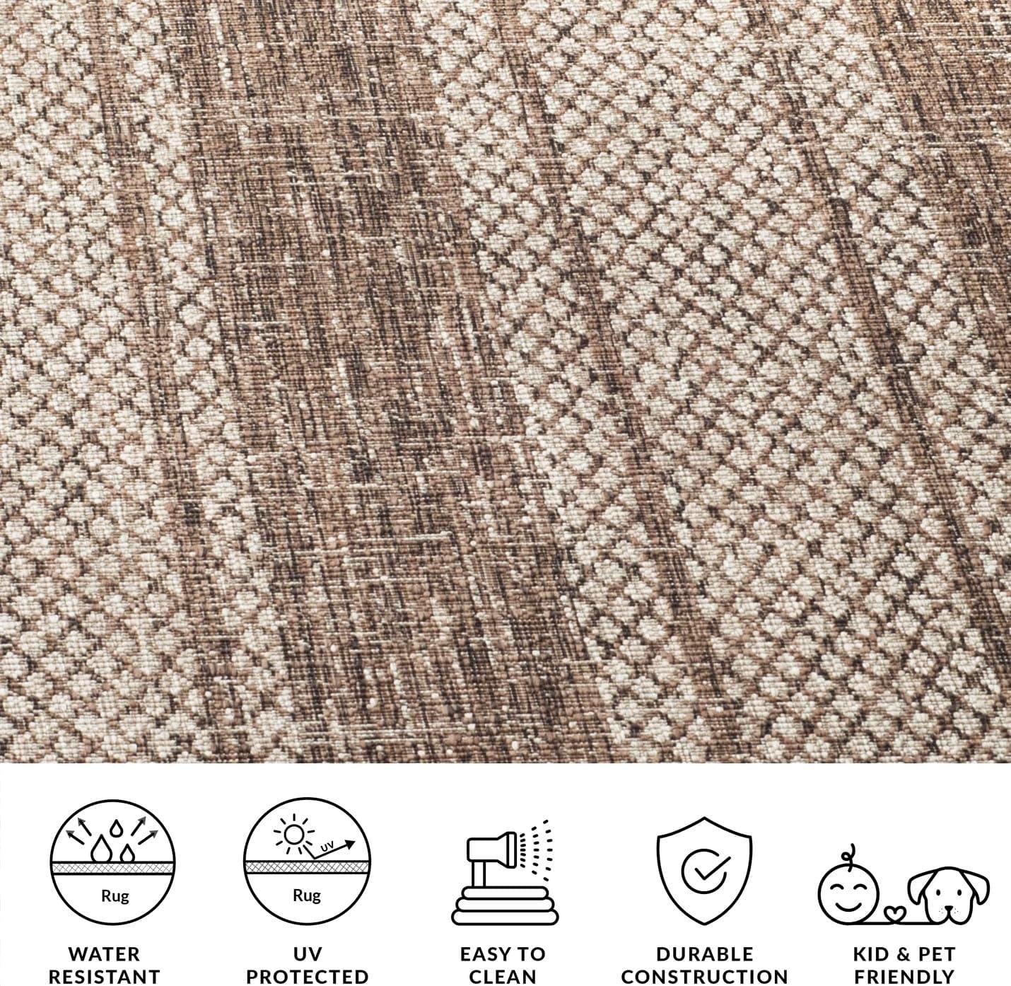 image:imageSAFAVIEH Washable Rug Outdoor Courtyard Collection 8 x 11 Light Grey amp Blue NonShedding amp Easy Cleaning Ideal for Patio Backyard Mudroom CY873636812Light BeigeLight Brown