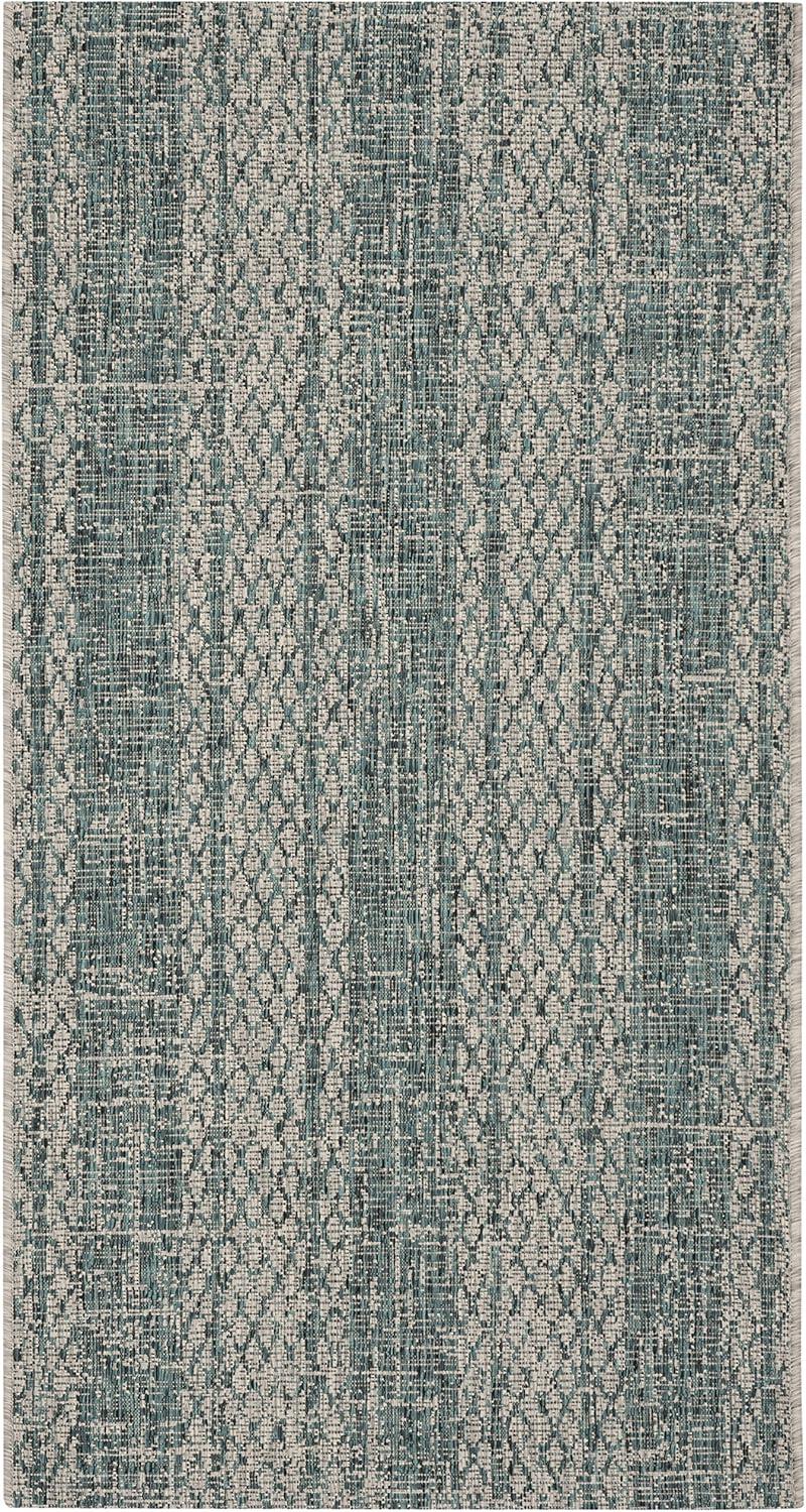 image:imageSAFAVIEH Washable Rug Outdoor Courtyard Collection 8 x 11 Light Grey amp Blue NonShedding amp Easy Cleaning Ideal for Patio Backyard Mudroom CY873636812Light GreyTeal