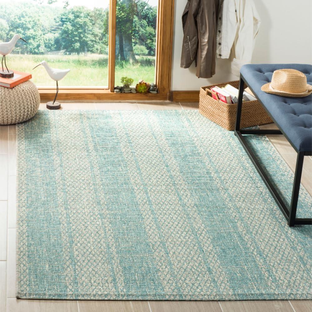 image:imageSAFAVIEH Washable Rug Outdoor Courtyard Collection 8 x 11 Light Grey amp Blue NonShedding amp Easy Cleaning Ideal for Patio Backyard Mudroom CY873636812Light GreyAqua