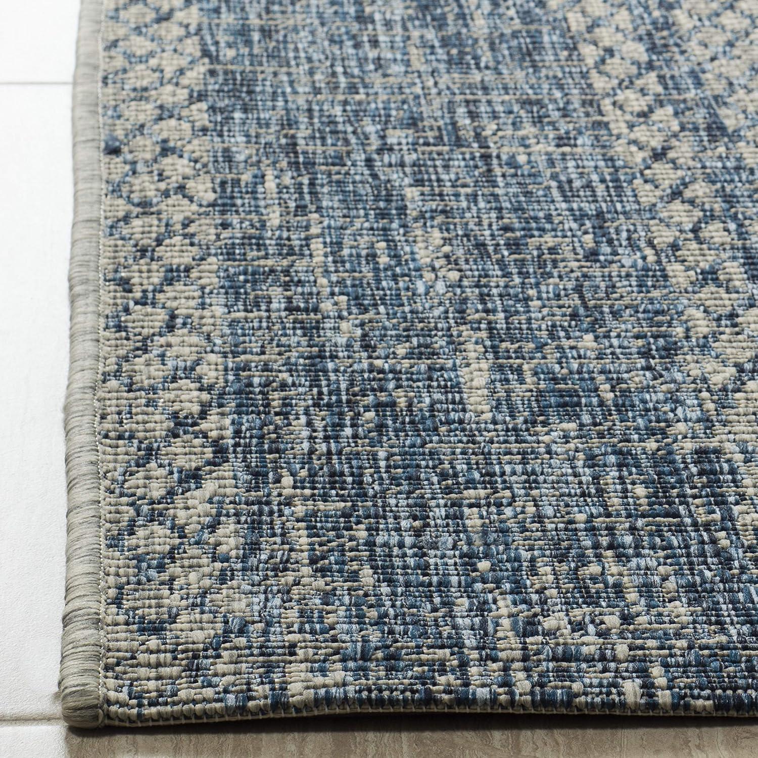 image:imageSAFAVIEH Washable Rug Outdoor Courtyard Collection 8 x 11 Light Grey amp Blue NonShedding amp Easy Cleaning Ideal for Patio Backyard Mudroom CY873636812Light Grey Blue