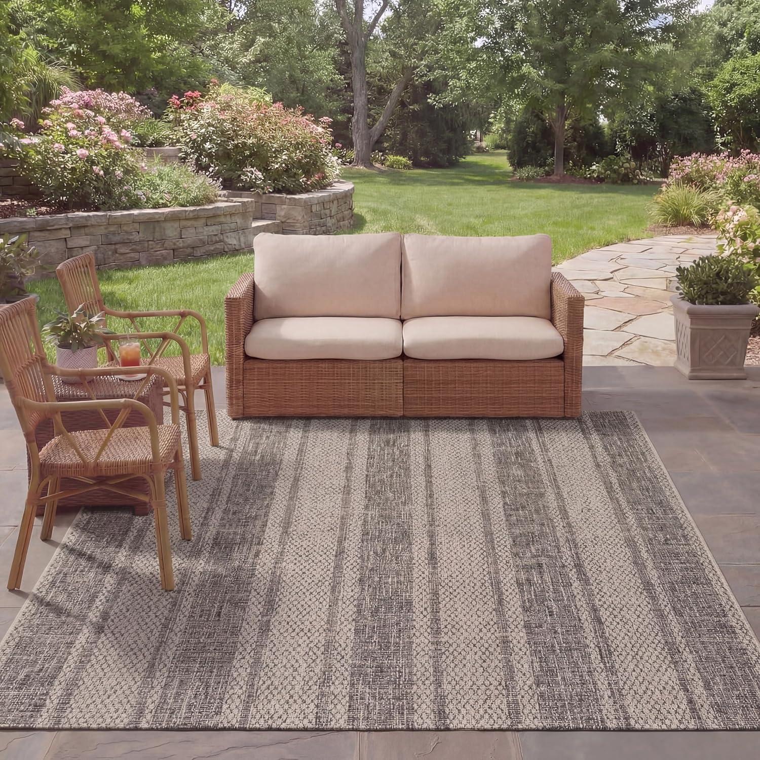 image:imageSAFAVIEH Washable Rug Outdoor Courtyard Collection 8 x 11 Light Grey amp Blue NonShedding amp Easy Cleaning Ideal for Patio Backyard Mudroom CY873636812Light GreyBlack