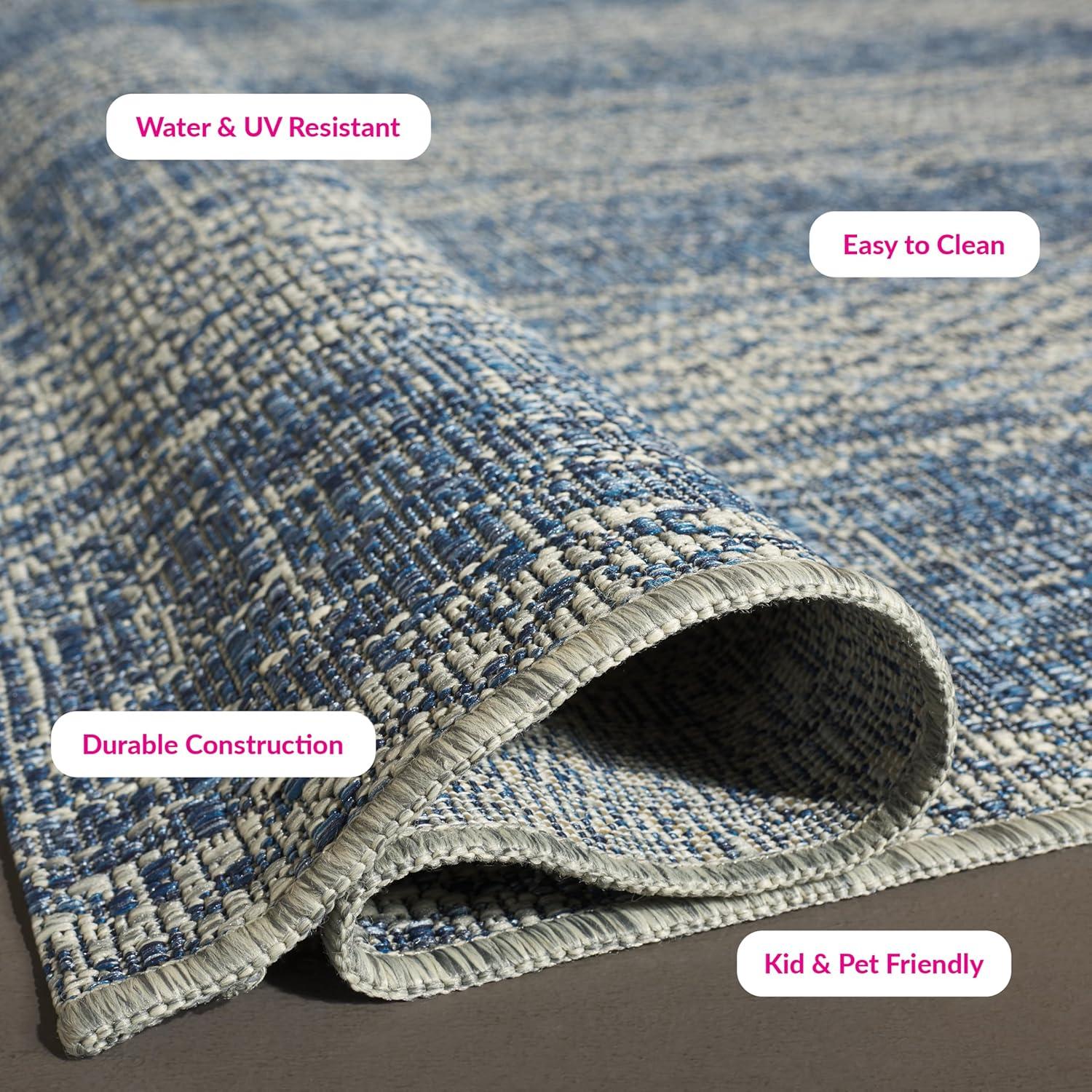 image:imageSAFAVIEH Washable Rug Outdoor Courtyard Collection 8 x 11 Light Grey amp Blue NonShedding amp Easy Cleaning Ideal for Patio Backyard Mudroom CY873636812Light Grey Blue