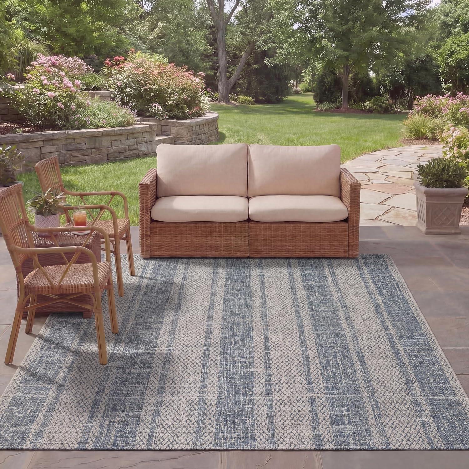 image:imageSAFAVIEH Washable Rug Outdoor Courtyard Collection 8 x 11 Light Grey amp Blue NonShedding amp Easy Cleaning Ideal for Patio Backyard Mudroom CY873636812Light Grey Blue