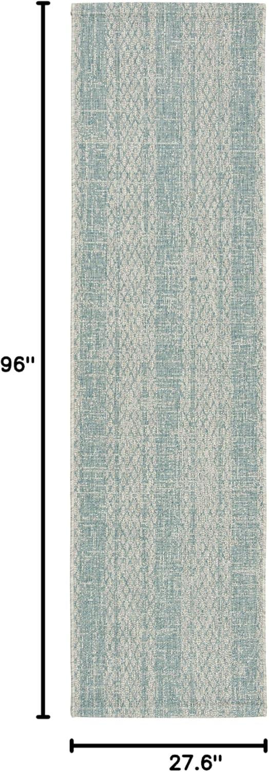 image:imageSAFAVIEH Washable Rug Outdoor Courtyard Collection 8 x 11 Light Grey amp Blue NonShedding amp Easy Cleaning Ideal for Patio Backyard Mudroom CY873636812Light GreyAqua
