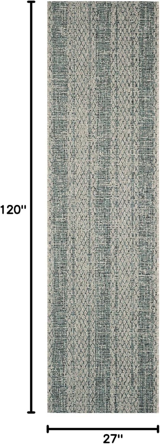 image:imageSAFAVIEH Washable Rug Outdoor Courtyard Collection 8 x 11 Light Grey amp Blue NonShedding amp Easy Cleaning Ideal for Patio Backyard Mudroom CY873636812Light GreyTeal