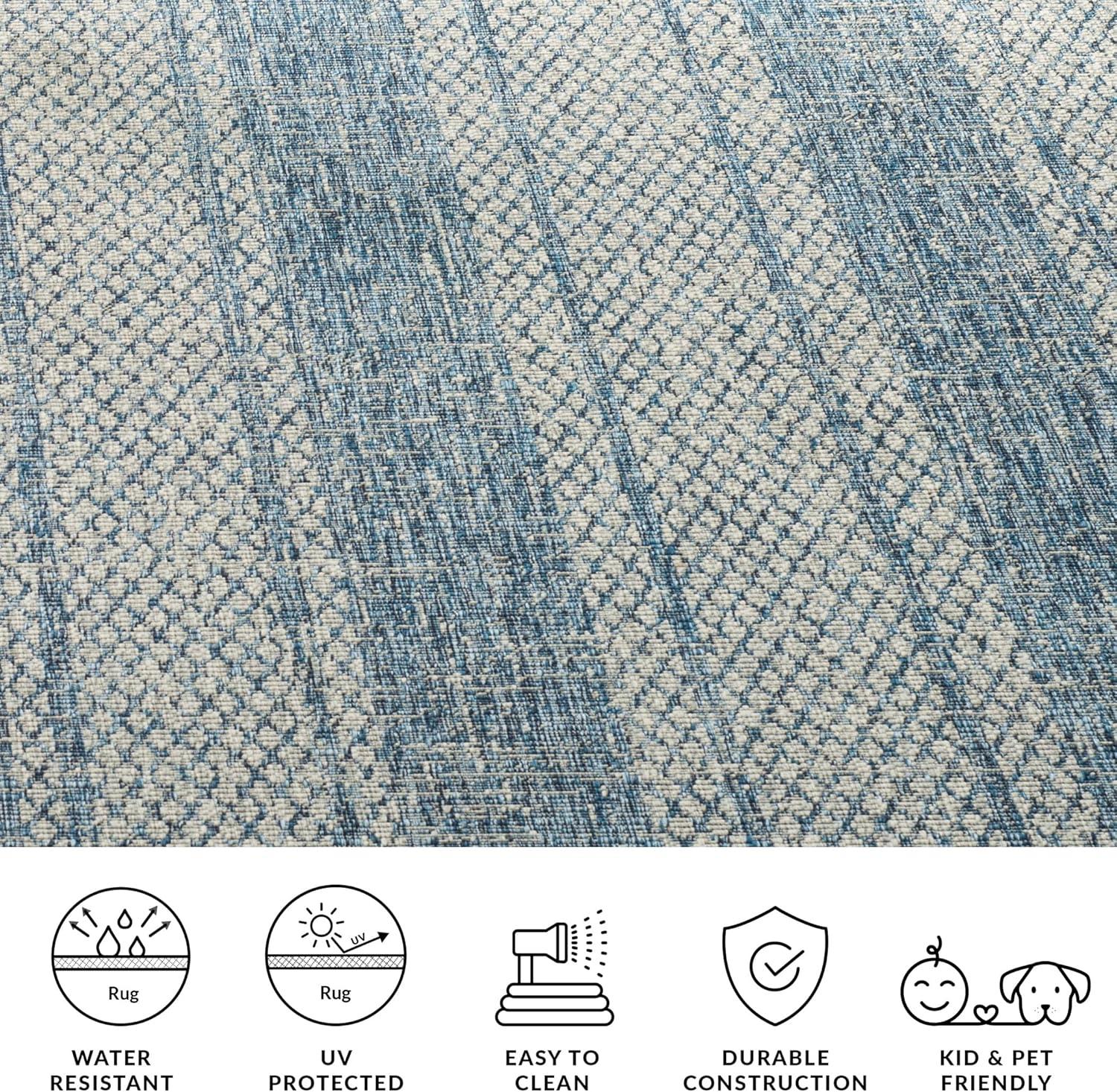image:imageSAFAVIEH Washable Rug Outdoor Courtyard Collection 8 x 11 Light Grey amp Blue NonShedding amp Easy Cleaning Ideal for Patio Backyard Mudroom CY873636812Light Grey Blue