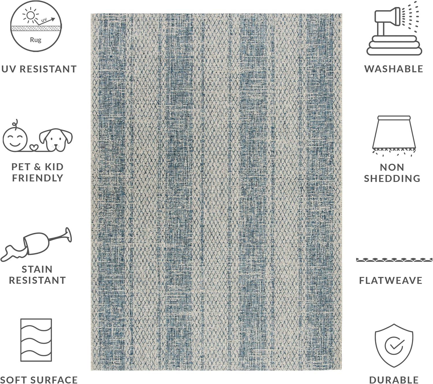 image:imageSAFAVIEH Washable Rug Outdoor Courtyard Collection 8 x 11 Light Grey amp Blue NonShedding amp Easy Cleaning Ideal for Patio Backyard Mudroom CY873636812Light Grey Blue