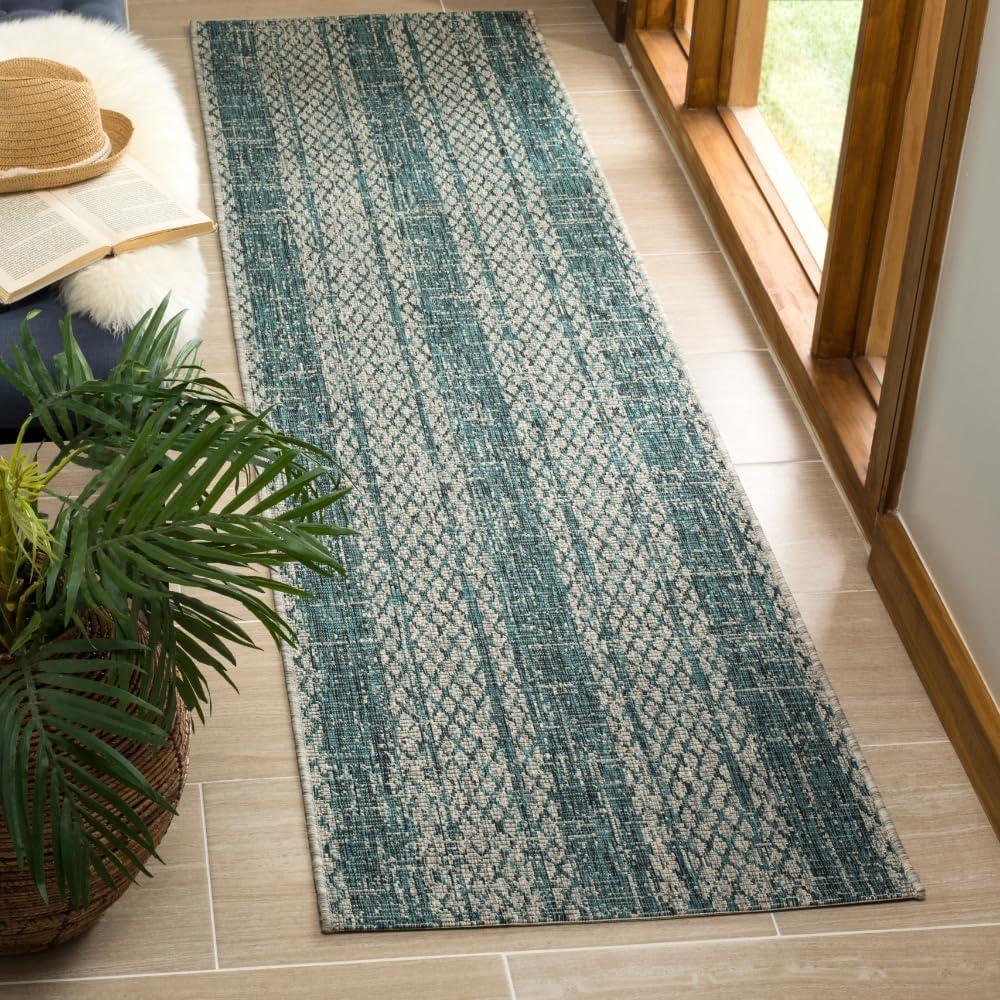 image:imageSAFAVIEH Washable Rug Outdoor Courtyard Collection 8 x 11 Light Grey amp Blue NonShedding amp Easy Cleaning Ideal for Patio Backyard Mudroom CY873636812Light GreyTeal