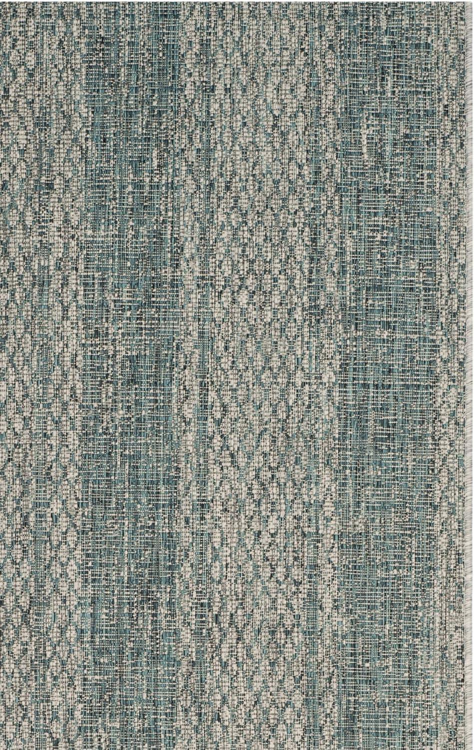 image:imageSAFAVIEH Washable Rug Outdoor Courtyard Collection 8 x 11 Light Grey amp Blue NonShedding amp Easy Cleaning Ideal for Patio Backyard Mudroom CY873636812Light GreyTeal