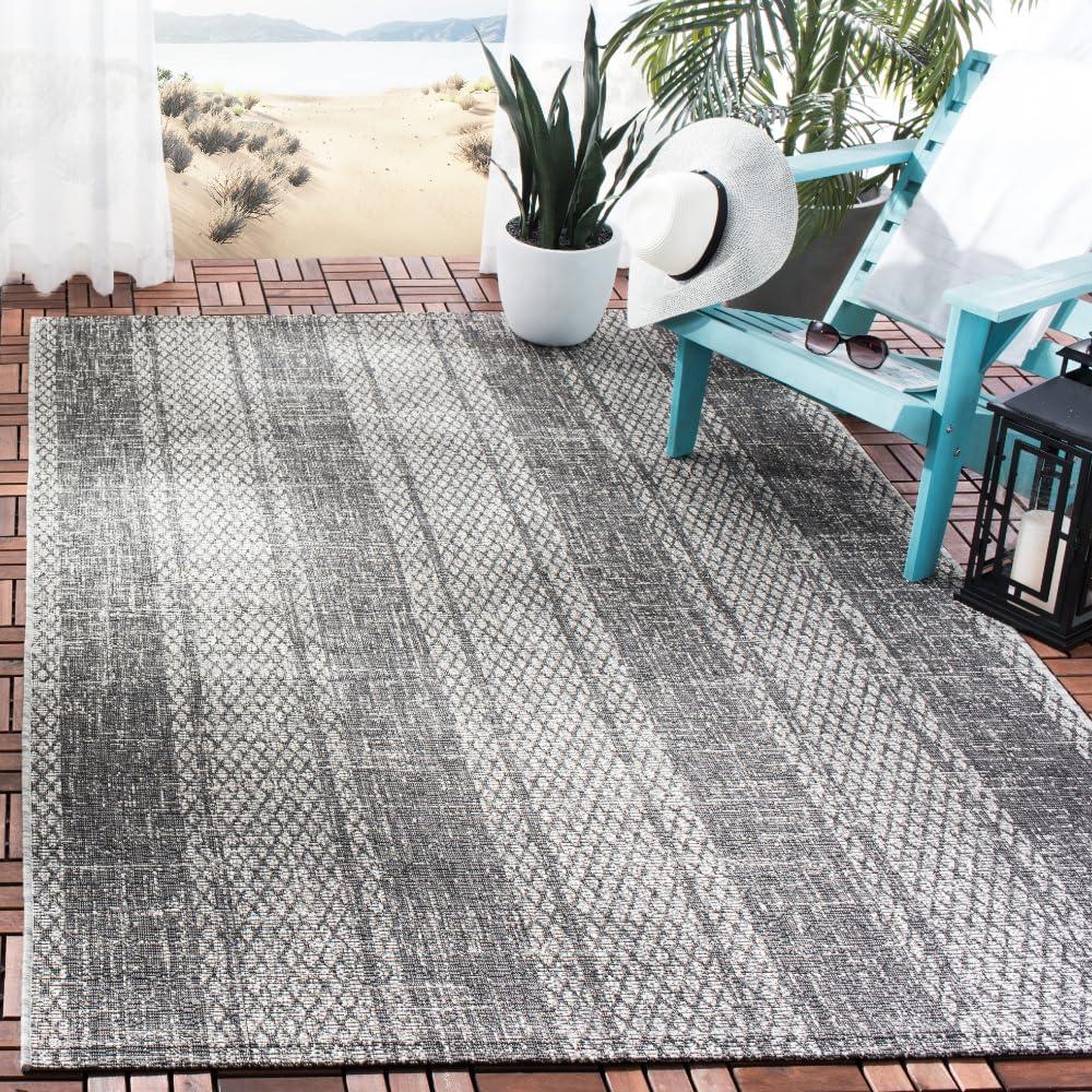 image:imageSAFAVIEH Washable Rug Outdoor Courtyard Collection 8 x 11 Light Grey amp Blue NonShedding amp Easy Cleaning Ideal for Patio Backyard Mudroom CY873636812Light GreyBlack