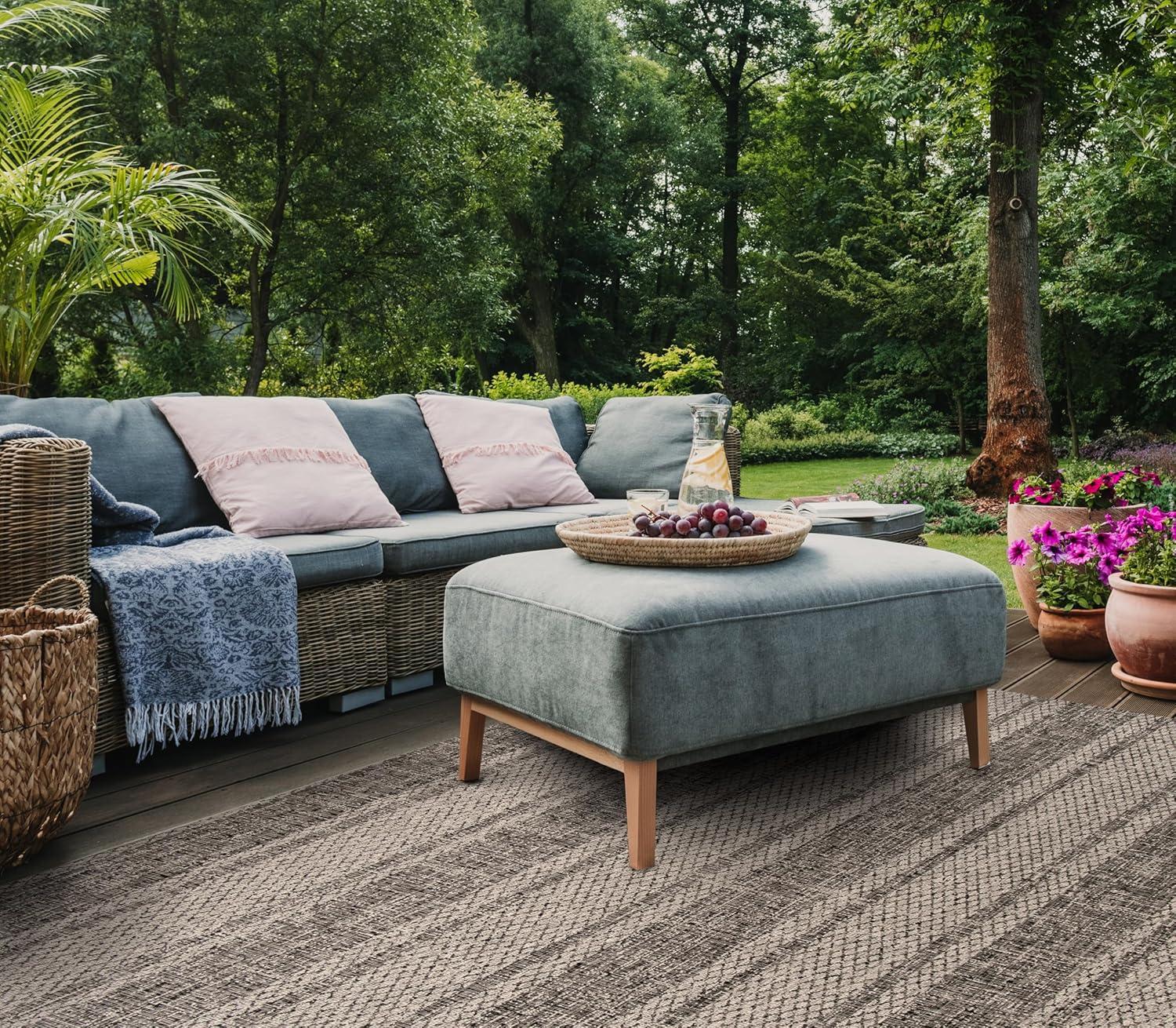 image:imageSAFAVIEH Washable Rug Outdoor Courtyard Collection 8 x 11 Light Grey amp Blue NonShedding amp Easy Cleaning Ideal for Patio Backyard Mudroom CY873636812Light GreyBlack