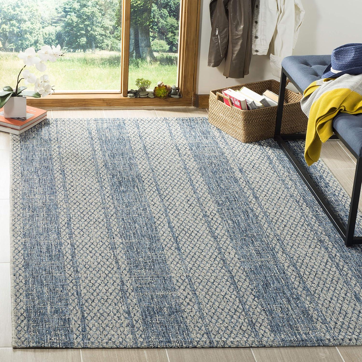 image:imageSAFAVIEH Washable Rug Outdoor Courtyard Collection 8 x 11 Light Grey amp Blue NonShedding amp Easy Cleaning Ideal for Patio Backyard Mudroom CY873636812Light Grey Blue