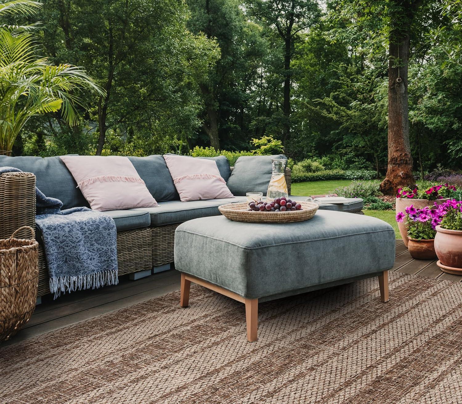image:imageSAFAVIEH Washable Rug Outdoor Courtyard Collection 8 x 11 Light Grey amp Blue NonShedding amp Easy Cleaning Ideal for Patio Backyard Mudroom CY873636812Light BeigeLight Brown