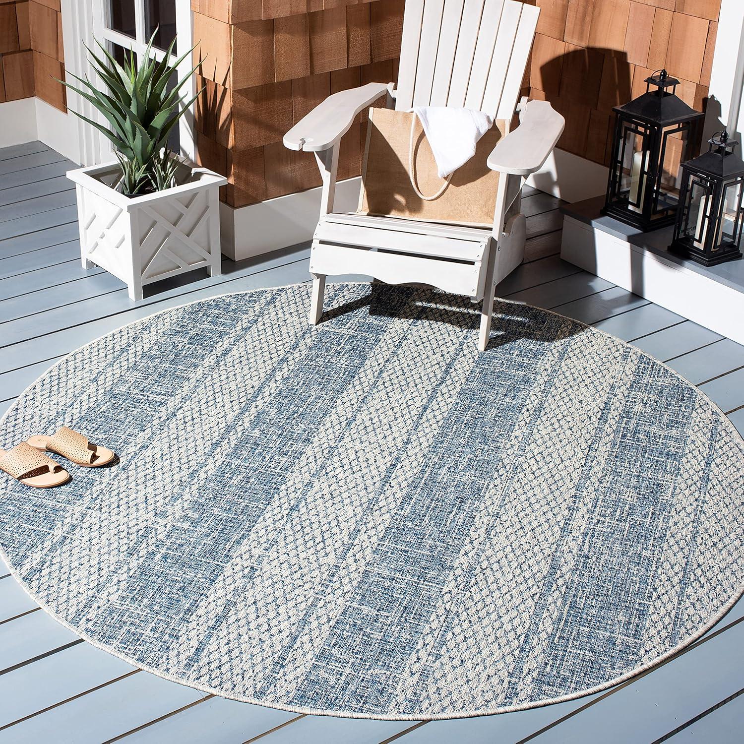 image:imageSAFAVIEH Washable Rug Outdoor Courtyard Collection 8 x 11 Light Grey amp Blue NonShedding amp Easy Cleaning Ideal for Patio Backyard Mudroom CY873636812Light Grey Blue