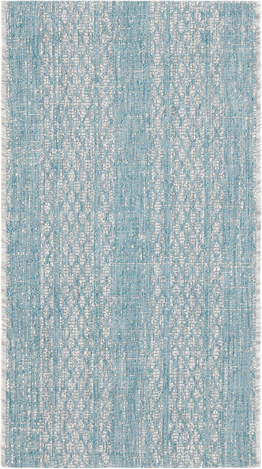 image:imageSAFAVIEH Washable Rug Outdoor Courtyard Collection 8 x 11 Light Grey amp Blue NonShedding amp Easy Cleaning Ideal for Patio Backyard Mudroom CY873636812Light GreyAqua