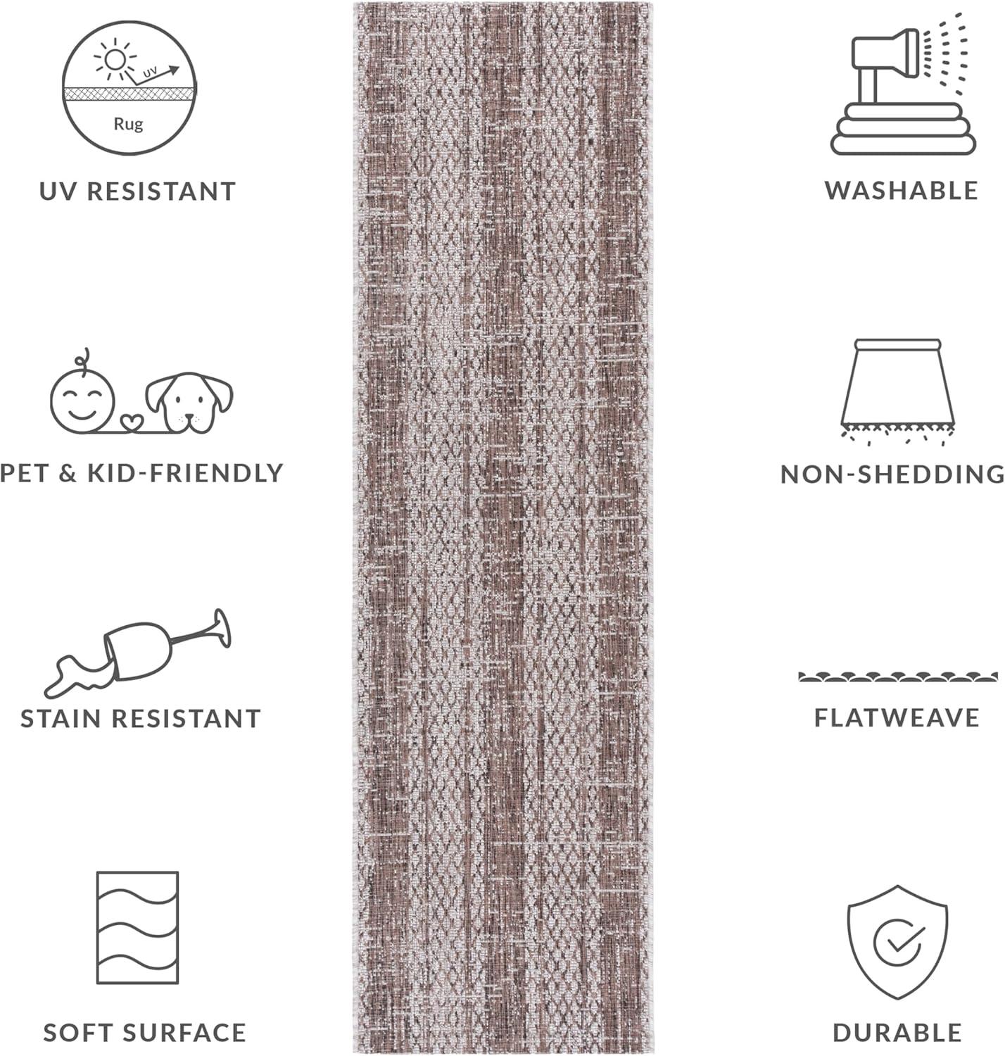 image:imageSAFAVIEH Washable Rug Outdoor Courtyard Collection 8 x 11 Light Grey amp Blue NonShedding amp Easy Cleaning Ideal for Patio Backyard Mudroom CY873636812Light BeigeLight Brown