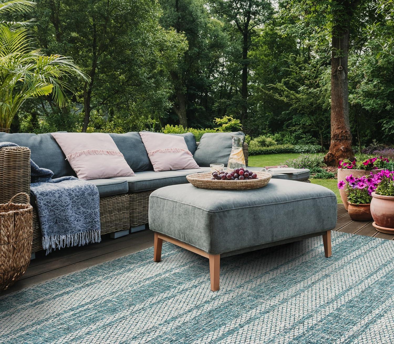 image:imageSAFAVIEH Washable Rug Outdoor Courtyard Collection 8 x 11 Light Grey amp Blue NonShedding amp Easy Cleaning Ideal for Patio Backyard Mudroom CY873636812Light GreyTeal