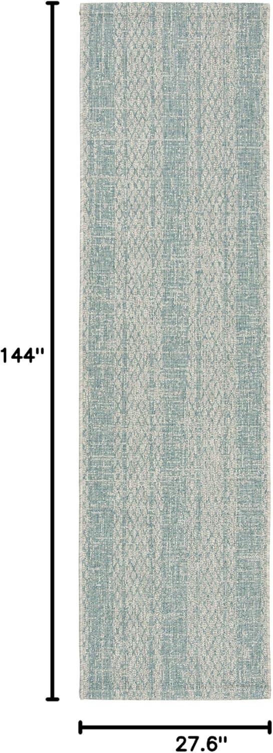 image:imageSAFAVIEH Washable Rug Outdoor Courtyard Collection 8 x 11 Light Grey amp Blue NonShedding amp Easy Cleaning Ideal for Patio Backyard Mudroom CY873636812Light GreyAqua