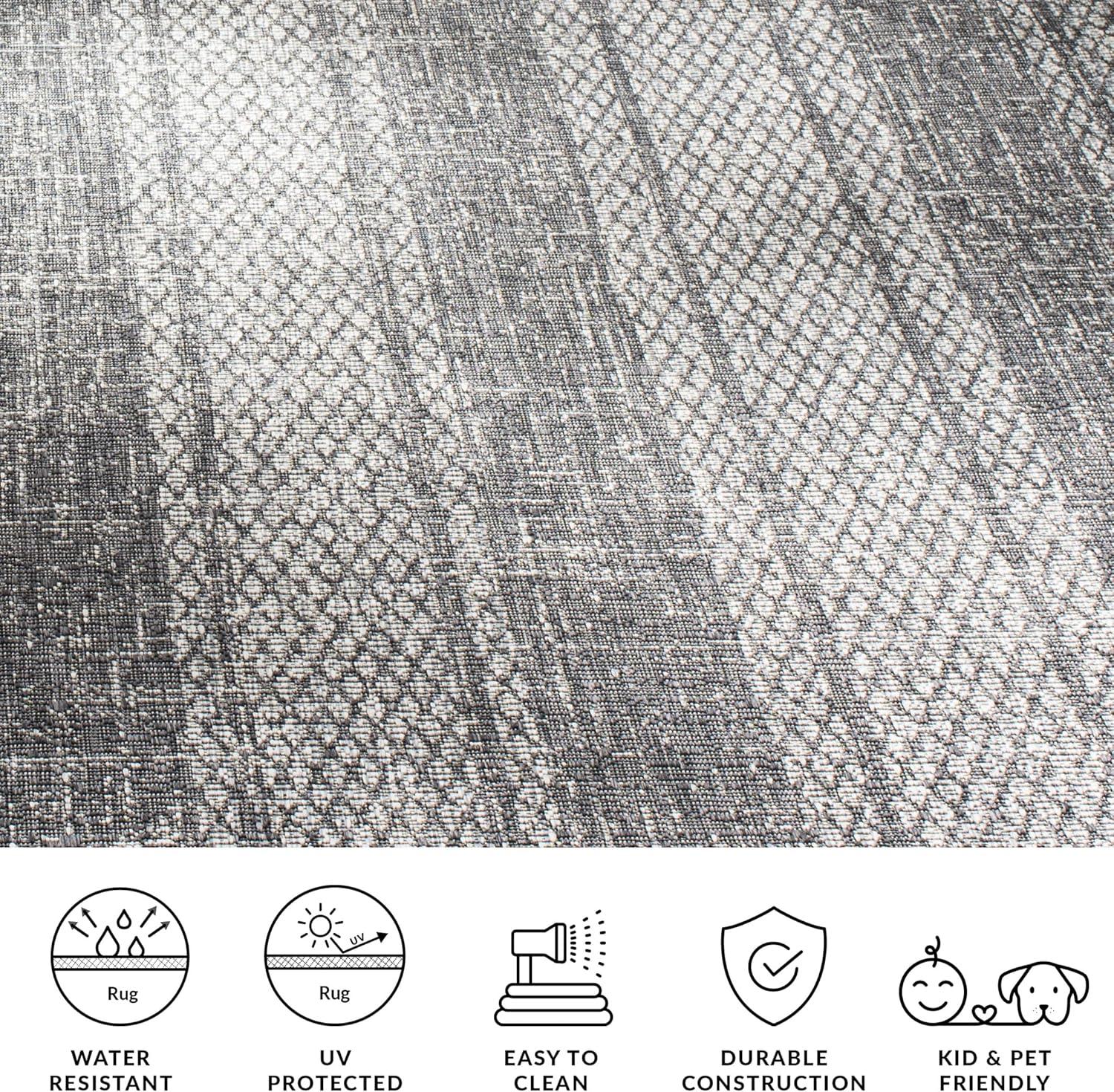 image:imageSAFAVIEH Washable Rug Outdoor Courtyard Collection 8 x 11 Light Grey amp Blue NonShedding amp Easy Cleaning Ideal for Patio Backyard Mudroom CY873636812Light GreyBlack