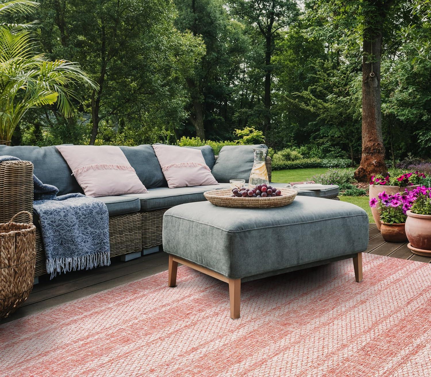 image:imageSAFAVIEH Washable Rug Outdoor Courtyard Collection 8 x 11 Light Grey amp Blue NonShedding amp Easy Cleaning Ideal for Patio Backyard Mudroom CY873636812Light BeigeTerracotta
