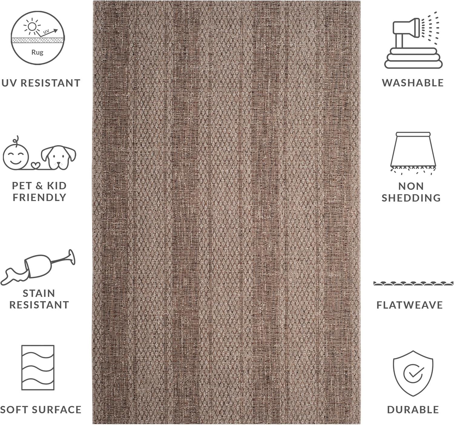 image:imageSAFAVIEH Washable Rug Outdoor Courtyard Collection 8 x 11 Light Grey amp Blue NonShedding amp Easy Cleaning Ideal for Patio Backyard Mudroom CY873636812Light BeigeLight Brown