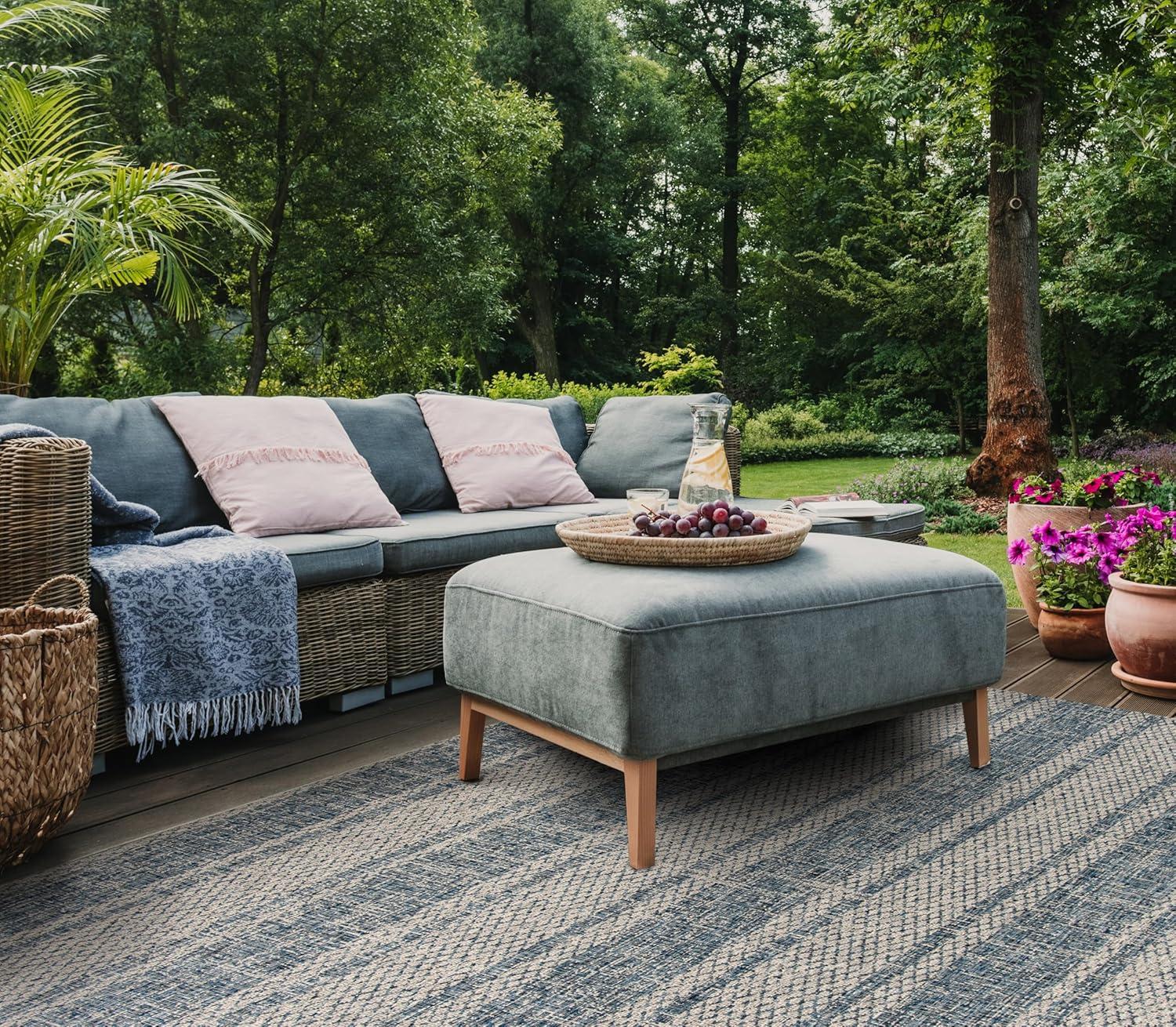 image:imageSAFAVIEH Washable Rug Outdoor Courtyard Collection 8 x 11 Light Grey amp Blue NonShedding amp Easy Cleaning Ideal for Patio Backyard Mudroom CY873636812Light Grey Blue