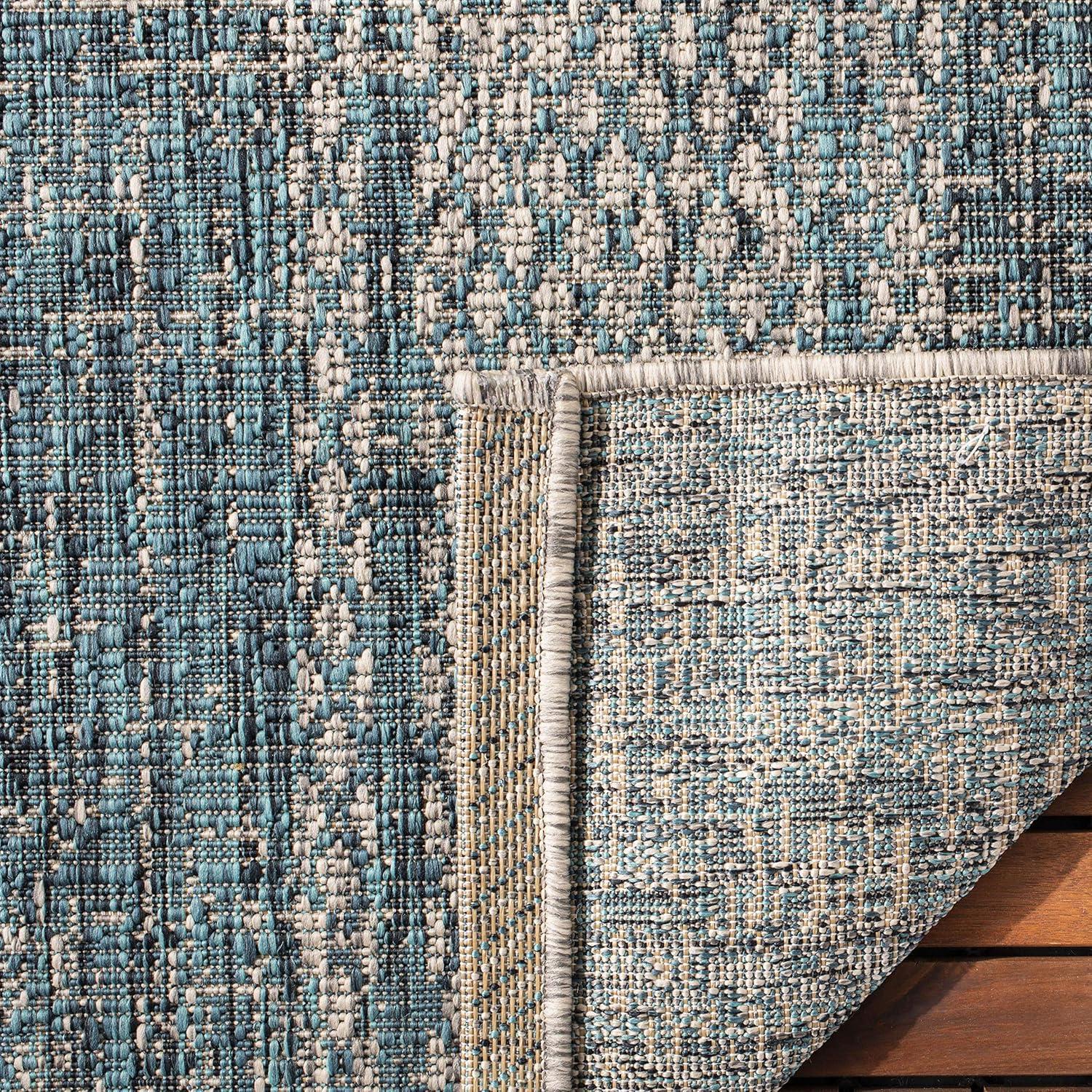 image:imageSAFAVIEH Washable Rug Outdoor Courtyard Collection 8 x 11 Light Grey amp Blue NonShedding amp Easy Cleaning Ideal for Patio Backyard Mudroom CY873636812Light GreyTeal