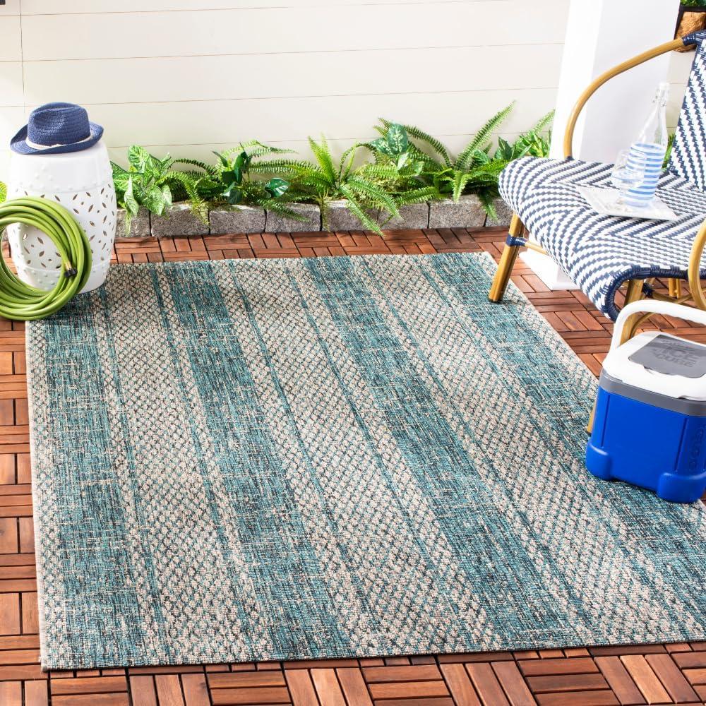 image:imageSAFAVIEH Washable Rug Outdoor Courtyard Collection 8 x 11 Light Grey amp Blue NonShedding amp Easy Cleaning Ideal for Patio Backyard Mudroom CY873636812Light GreyTeal