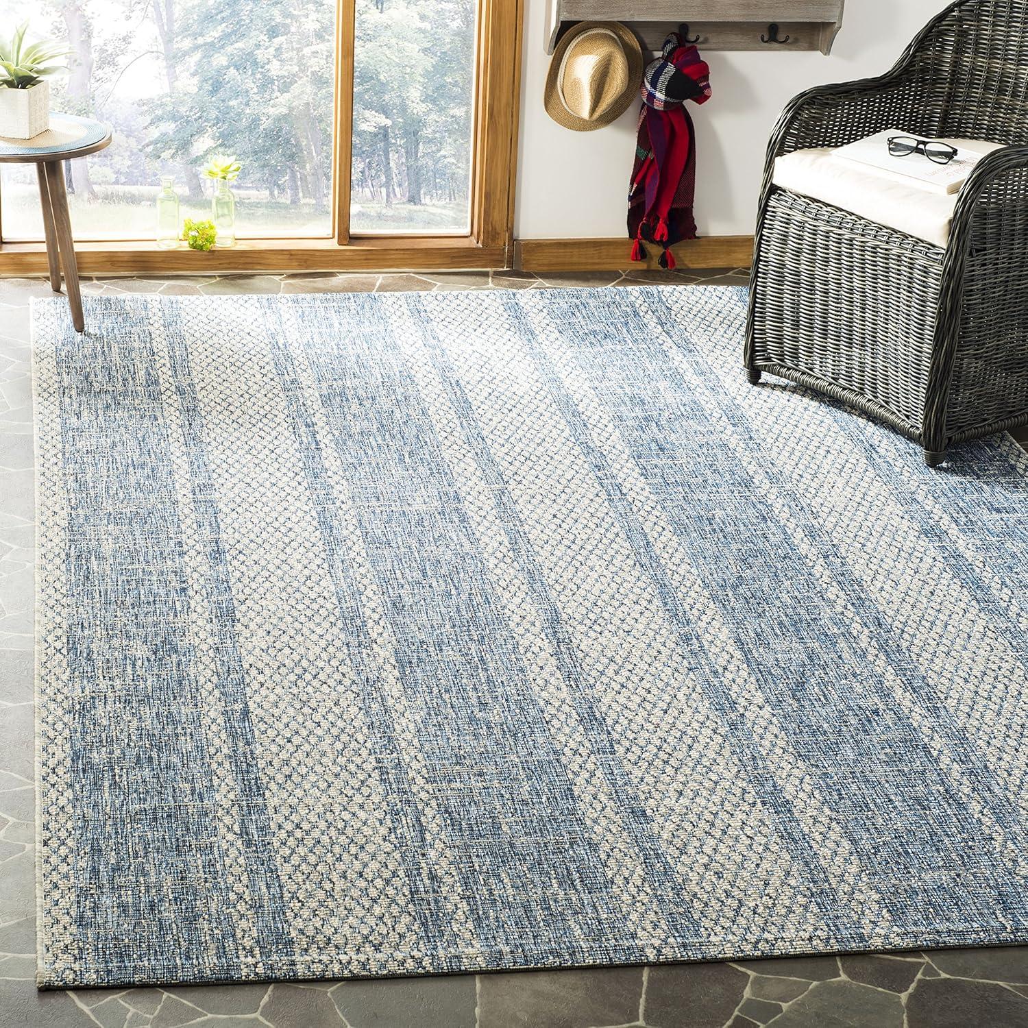 image:imageSAFAVIEH Washable Rug Outdoor Courtyard Collection 8 x 11 Light Grey amp Blue NonShedding amp Easy Cleaning Ideal for Patio Backyard Mudroom CY873636812Light Grey Blue