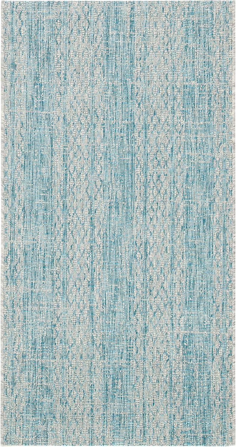 image:imageSAFAVIEH Washable Rug Outdoor Courtyard Collection 8 x 11 Light Grey amp Blue NonShedding amp Easy Cleaning Ideal for Patio Backyard Mudroom CY873636812Light GreyAqua