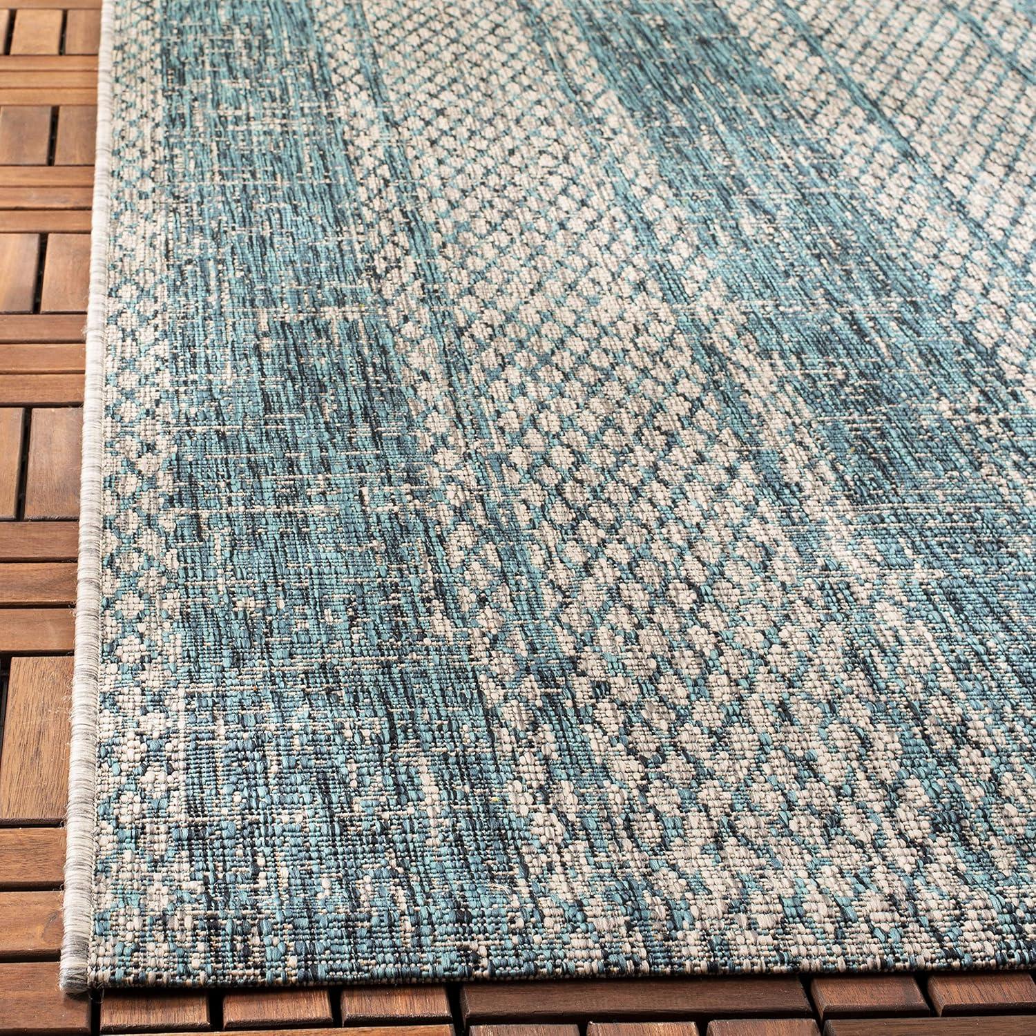 image:imageSAFAVIEH Washable Rug Outdoor Courtyard Collection 8 x 11 Light Grey amp Blue NonShedding amp Easy Cleaning Ideal for Patio Backyard Mudroom CY873636812Light GreyTeal