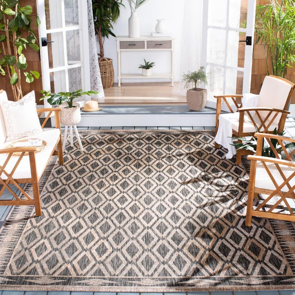 image:imageSAFAVIEH Washable Rug Outdoor Courtyard Collection 9 x 12 Navy amp Grey NonShedding amp Easy Cleaning Ideal for Patio Backyard Mudroom CY853136821BlackNatural