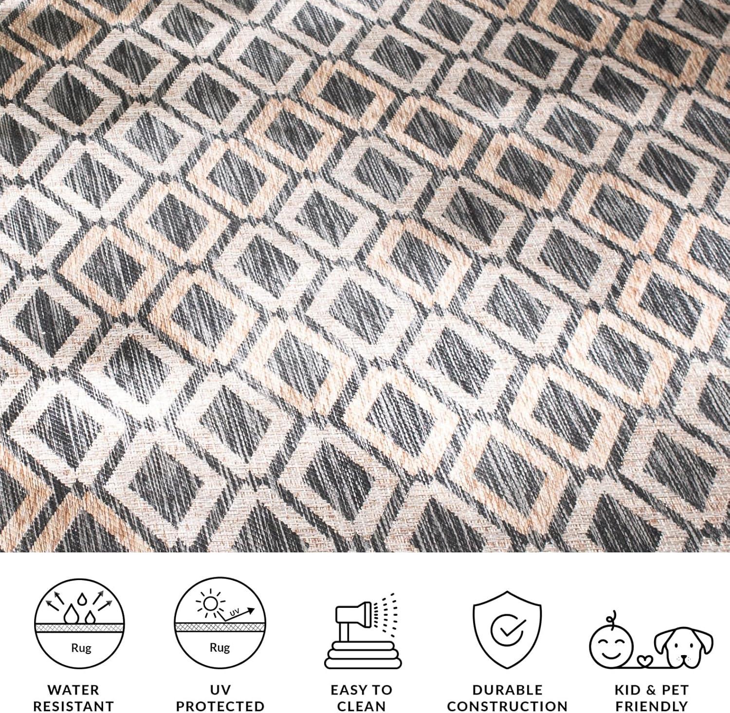 image:imageSAFAVIEH Washable Rug Outdoor Courtyard Collection 9 x 12 Navy amp Grey NonShedding amp Easy Cleaning Ideal for Patio Backyard Mudroom CY853136821BlackNatural