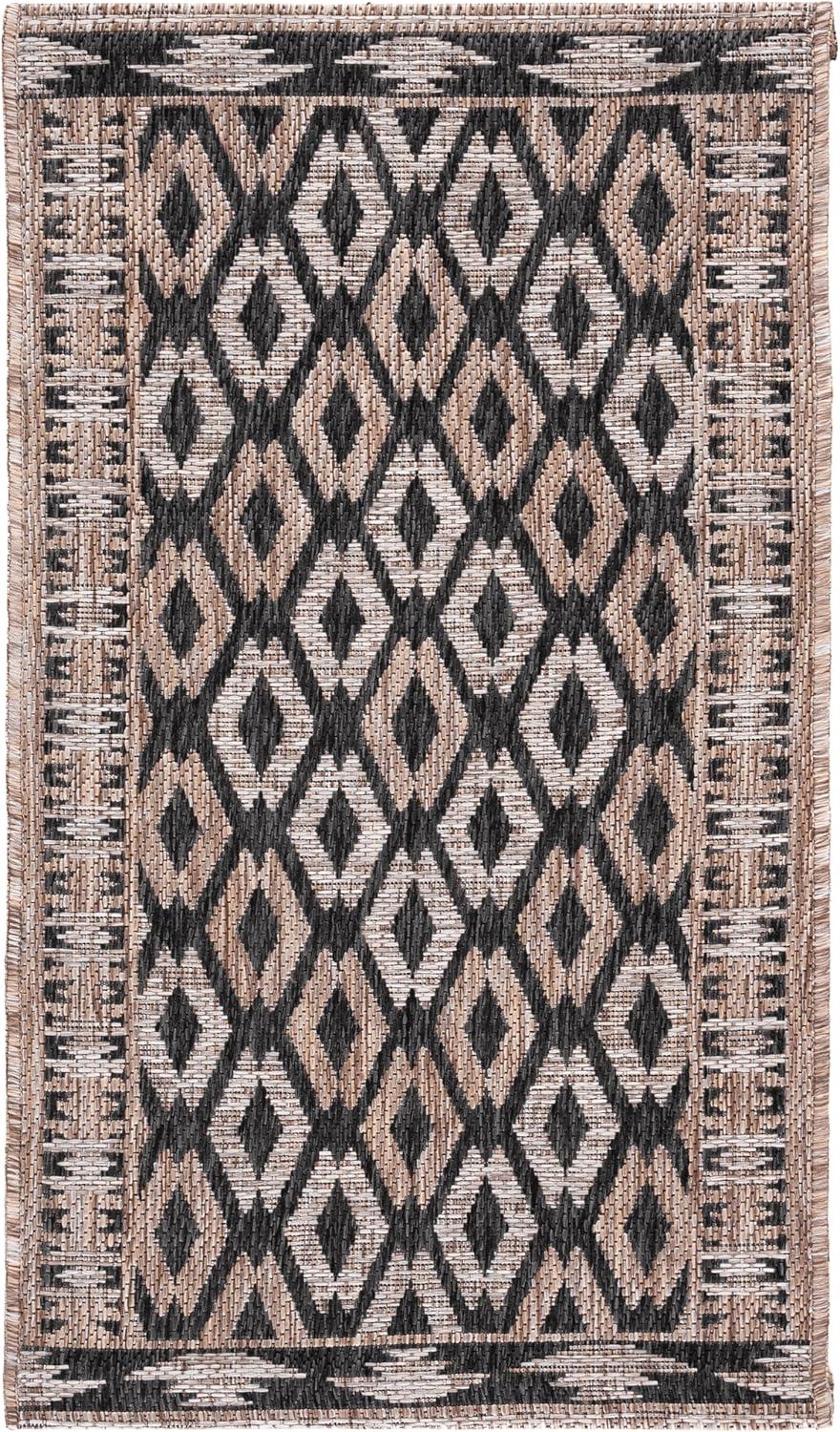 image:imageSAFAVIEH Washable Rug Outdoor Courtyard Collection 9 x 12 Navy amp Grey NonShedding amp Easy Cleaning Ideal for Patio Backyard Mudroom CY853136821BlackNatural