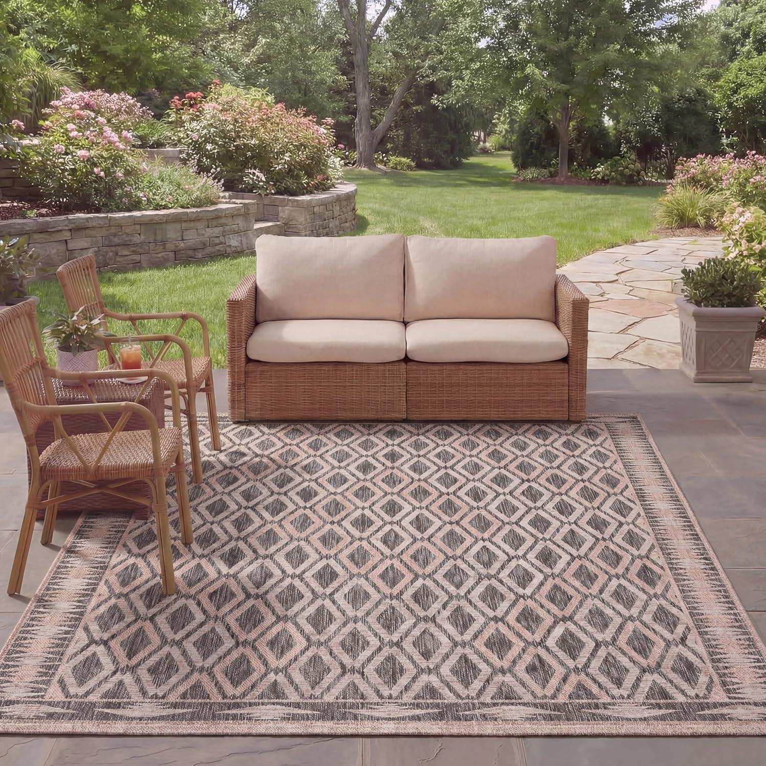 image:imageSAFAVIEH Washable Rug Outdoor Courtyard Collection 9 x 12 Navy amp Grey NonShedding amp Easy Cleaning Ideal for Patio Backyard Mudroom CY853136821BlackNatural