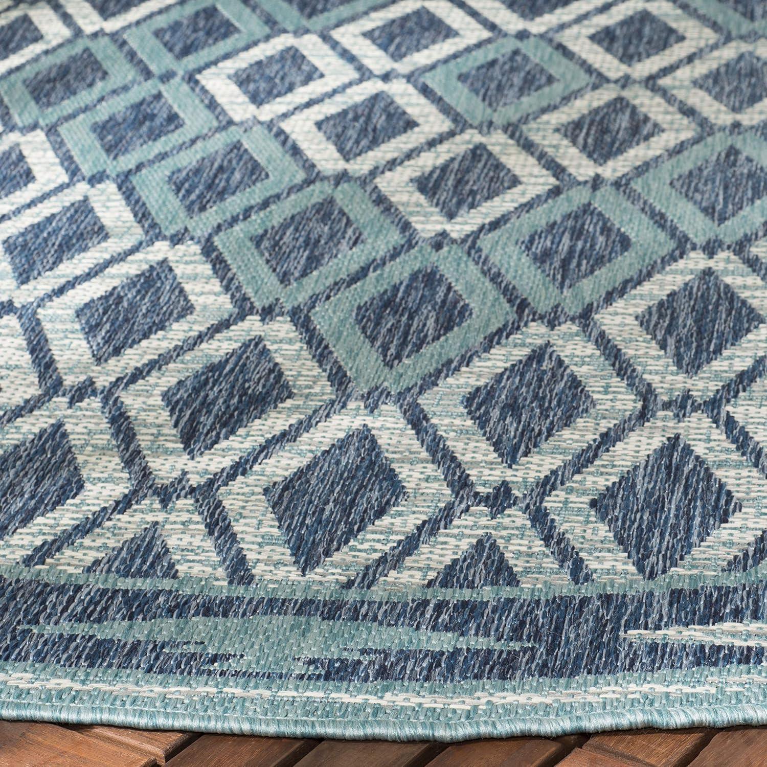 image:imageSAFAVIEH Washable Rug Outdoor Courtyard Collection 9 x 12 Navy amp Grey NonShedding amp Easy Cleaning Ideal for Patio Backyard Mudroom CY853136821NavyAqua