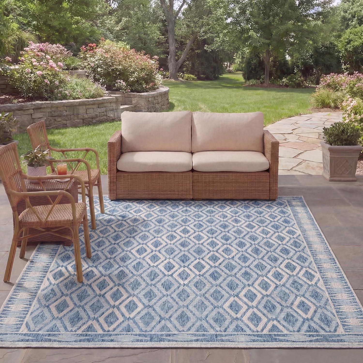image:imageSAFAVIEH Washable Rug Outdoor Courtyard Collection 9 x 12 Navy amp Grey NonShedding amp Easy Cleaning Ideal for Patio Backyard Mudroom CY853136821NavyGrey
