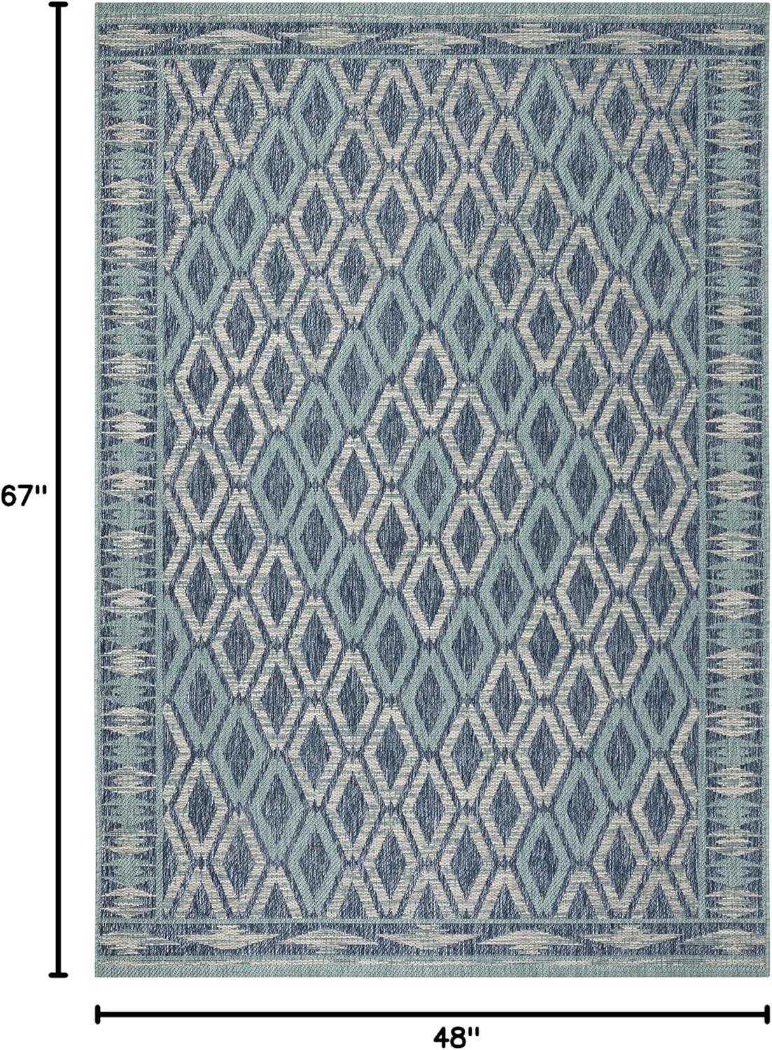 image:imageSAFAVIEH Washable Rug Outdoor Courtyard Collection 9 x 12 Navy amp Grey NonShedding amp Easy Cleaning Ideal for Patio Backyard Mudroom CY853136821NavyAqua