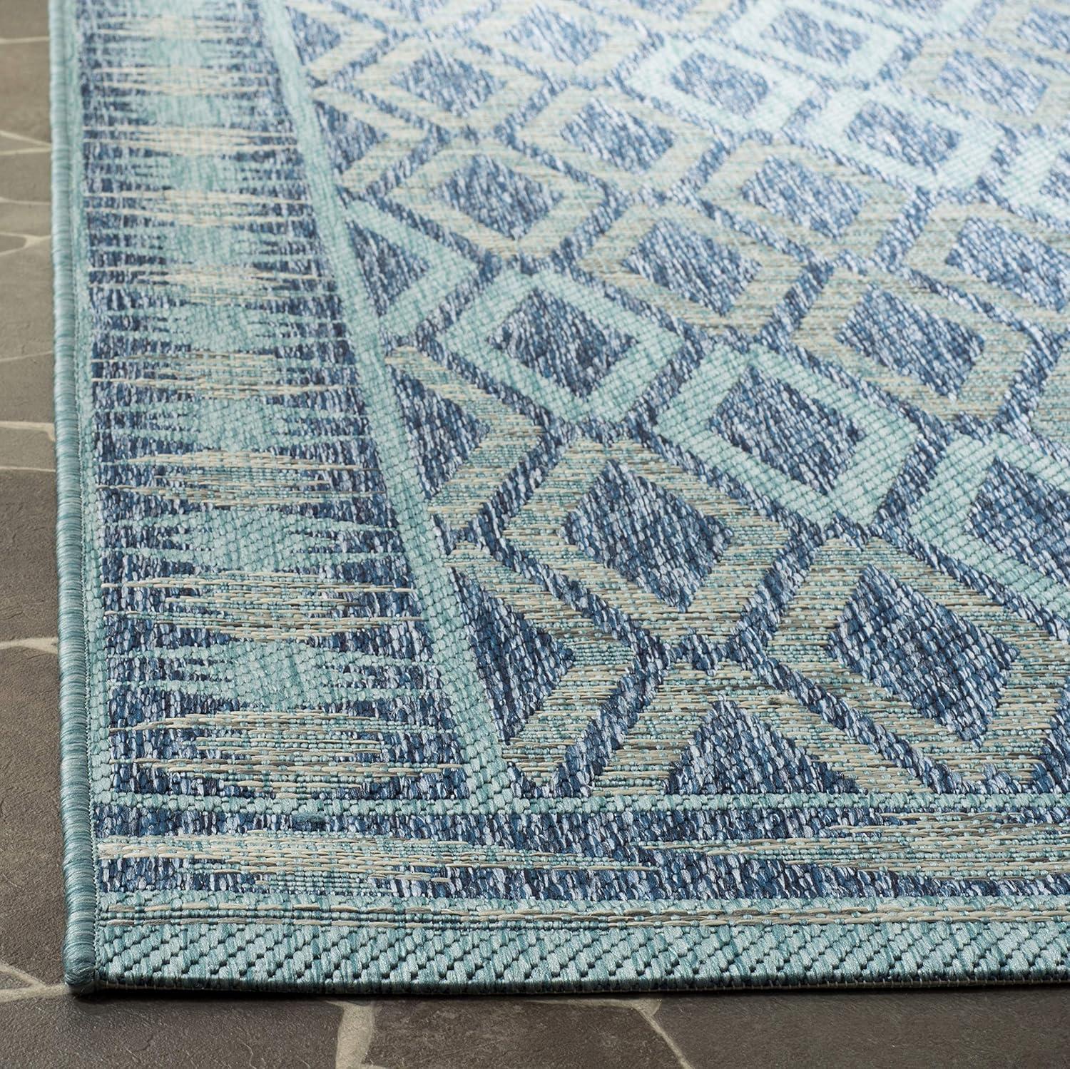 image:imageSAFAVIEH Washable Rug Outdoor Courtyard Collection 9 x 12 Navy amp Grey NonShedding amp Easy Cleaning Ideal for Patio Backyard Mudroom CY853136821NavyAqua
