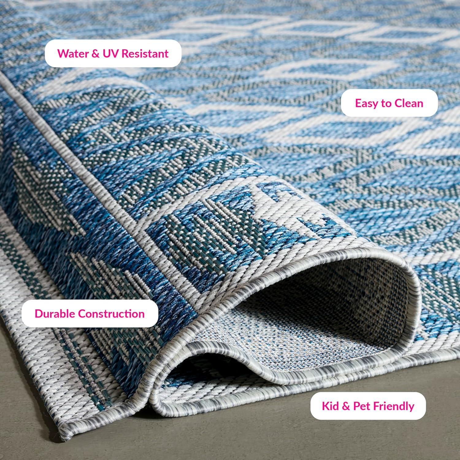 image:imageSAFAVIEH Washable Rug Outdoor Courtyard Collection 9 x 12 Navy amp Grey NonShedding amp Easy Cleaning Ideal for Patio Backyard Mudroom CY853136821NavyGrey