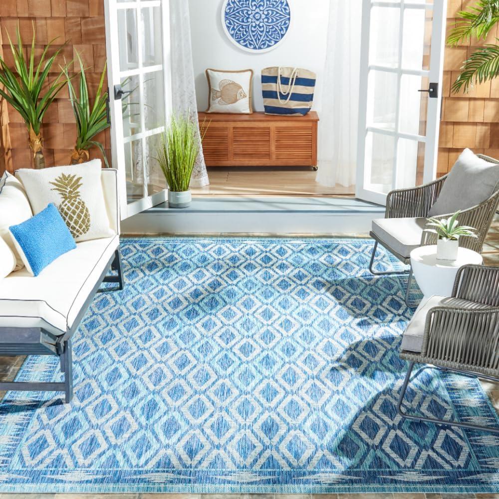 image:imageSAFAVIEH Washable Rug Outdoor Courtyard Collection 9 x 12 Navy amp Grey NonShedding amp Easy Cleaning Ideal for Patio Backyard Mudroom CY853136821NavyAqua