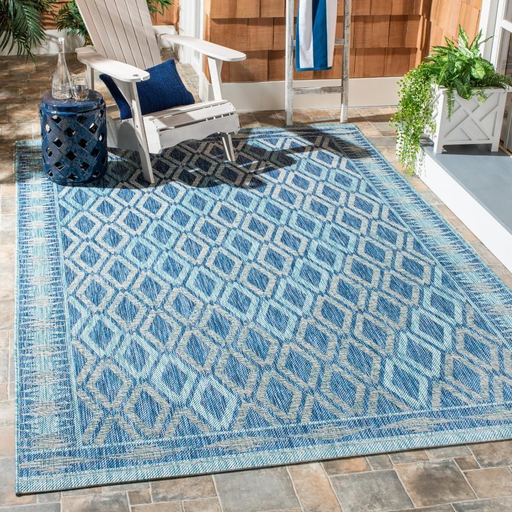 image:imageSAFAVIEH Washable Rug Outdoor Courtyard Collection 9 x 12 Navy amp Grey NonShedding amp Easy Cleaning Ideal for Patio Backyard Mudroom CY853136821NavyAqua