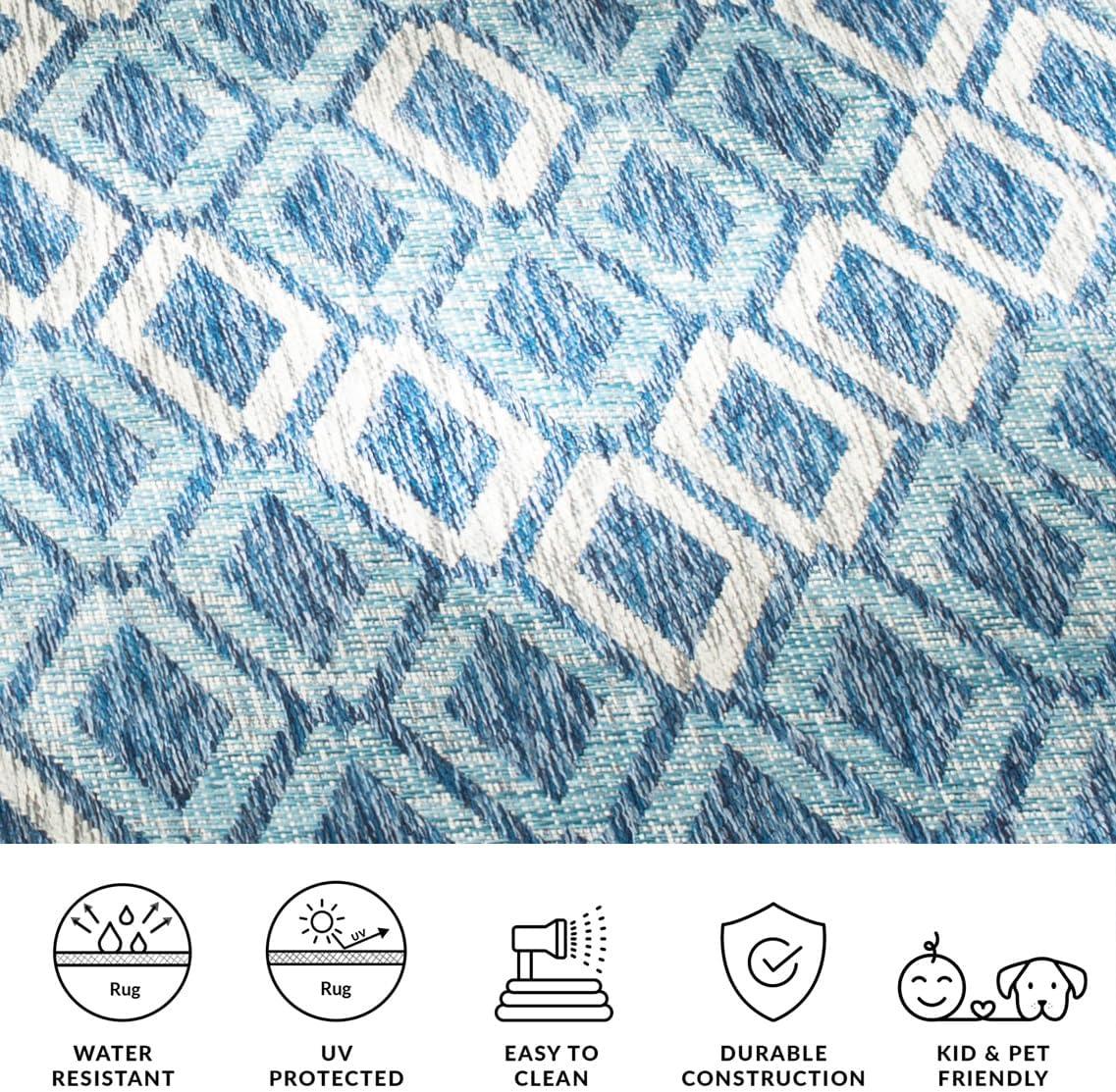 image:imageSAFAVIEH Washable Rug Outdoor Courtyard Collection 9 x 12 Navy amp Grey NonShedding amp Easy Cleaning Ideal for Patio Backyard Mudroom CY853136821NavyGrey