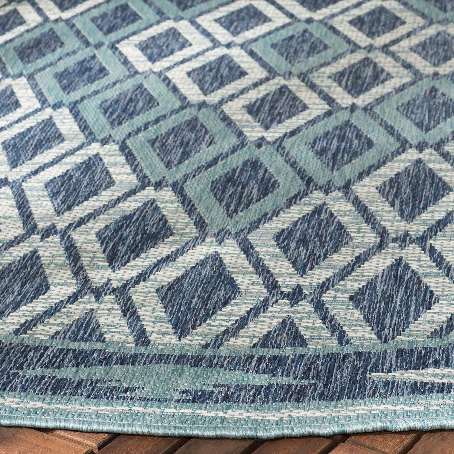 image:imageSAFAVIEH Washable Rug Outdoor Courtyard Collection 9 x 12 Navy amp Grey NonShedding amp Easy Cleaning Ideal for Patio Backyard Mudroom CY853136821NavyAqua