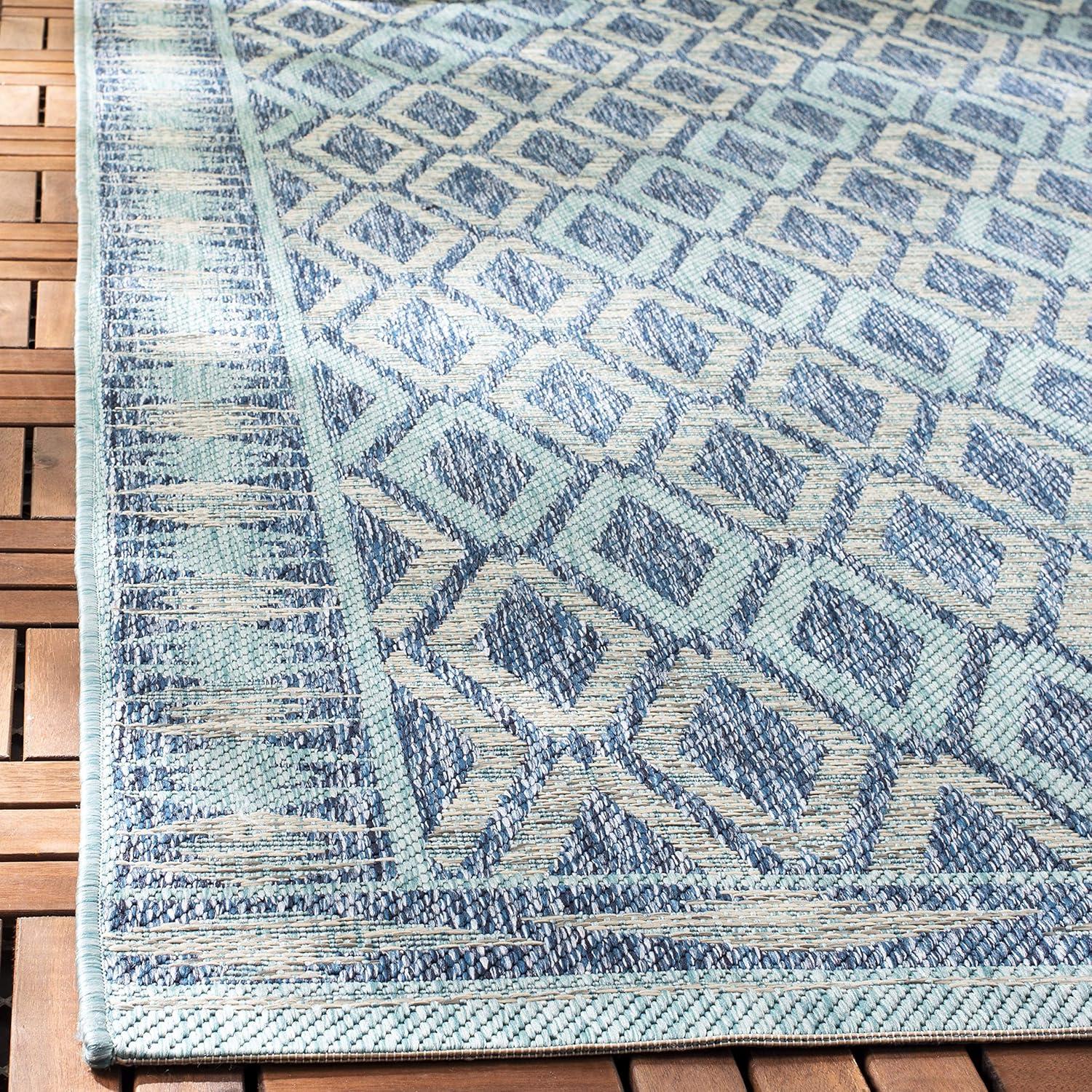 image:imageSAFAVIEH Washable Rug Outdoor Courtyard Collection 9 x 12 Navy amp Grey NonShedding amp Easy Cleaning Ideal for Patio Backyard Mudroom CY853136821NavyAqua