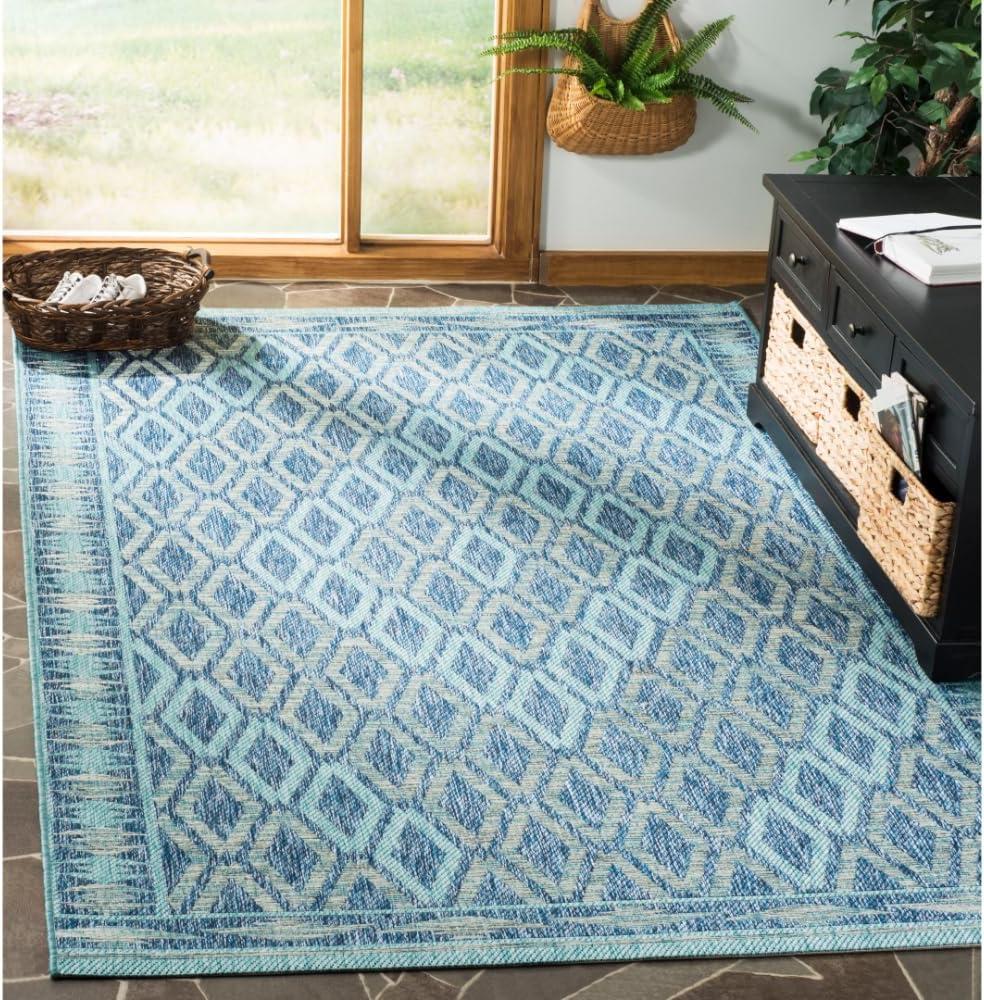 image:imageSAFAVIEH Washable Rug Outdoor Courtyard Collection 9 x 12 Navy amp Grey NonShedding amp Easy Cleaning Ideal for Patio Backyard Mudroom CY853136821NavyAqua