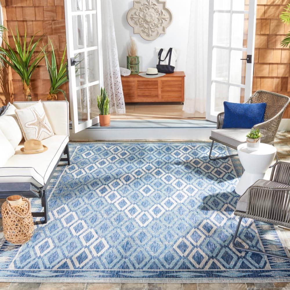 image:imageSAFAVIEH Washable Rug Outdoor Courtyard Collection 9 x 12 Navy amp Grey NonShedding amp Easy Cleaning Ideal for Patio Backyard Mudroom CY853136821NavyGrey