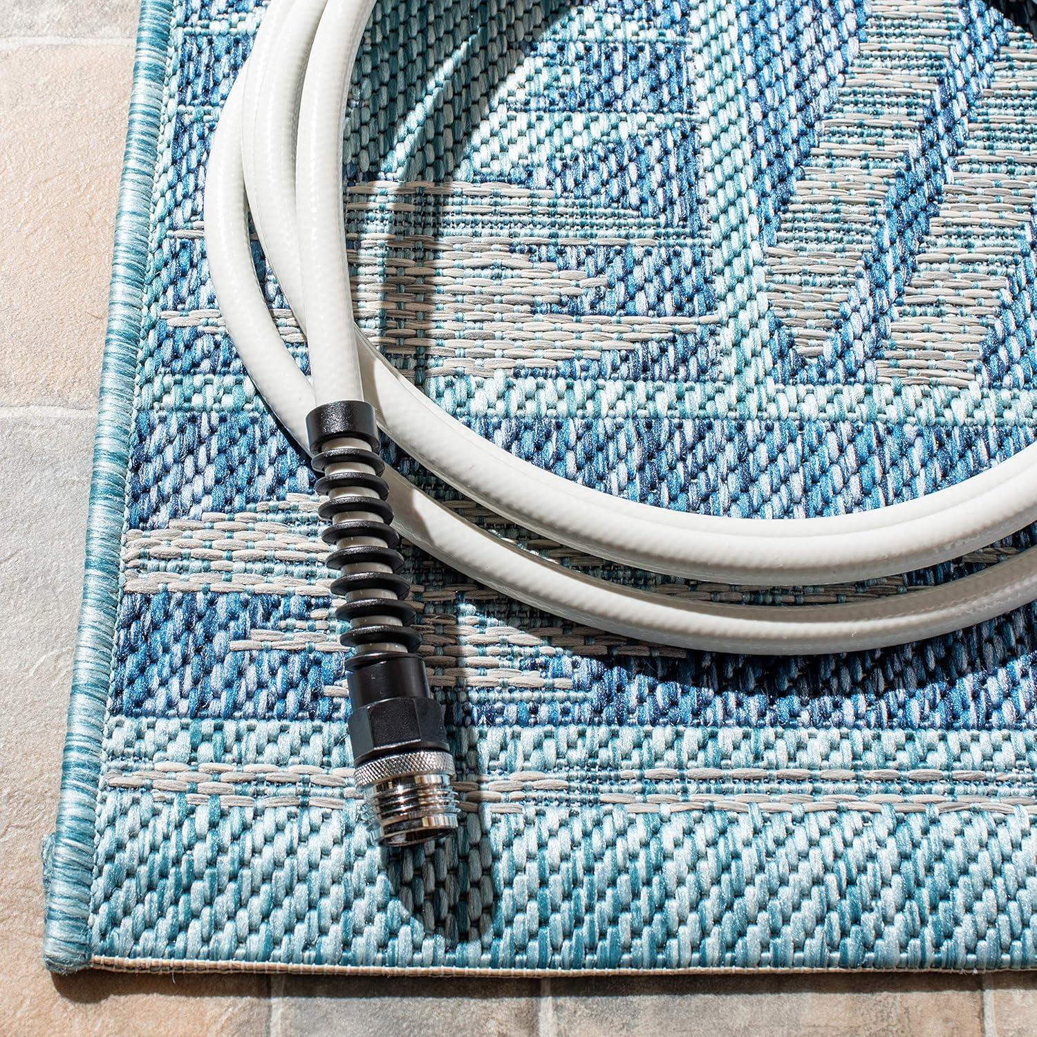 image:imageSAFAVIEH Washable Rug Outdoor Courtyard Collection 9 x 12 Navy amp Grey NonShedding amp Easy Cleaning Ideal for Patio Backyard Mudroom CY853136821NavyAqua